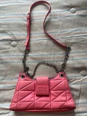 Steve Madden Hot Pink Quilted Chain-Strap Shoulder Bag